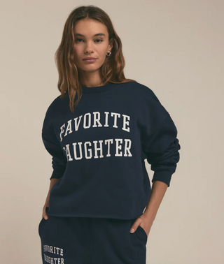 Navy & White Cropped Collegiate Sweatshirt