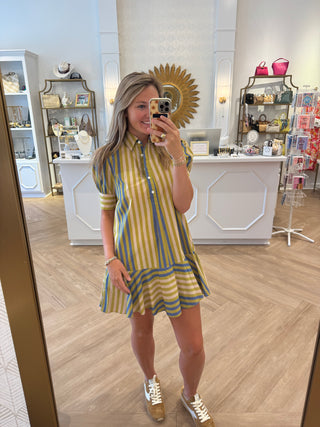 Liv Dress Chartreuse Stripes
