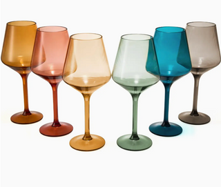 Pastel Colored Unbreakable Acrylic Plastic Wine Glasses Set of 6