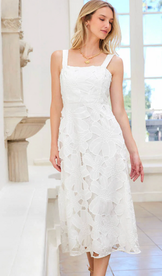 White Embroidered Cut-Out Sundress