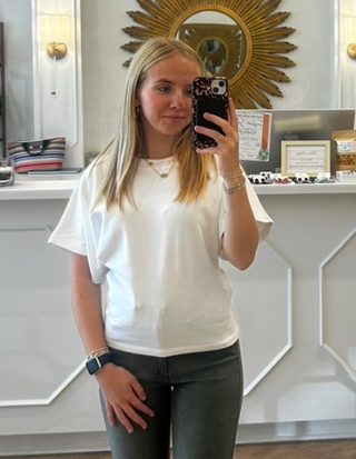 white rib angel crew neck