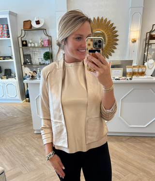 Pale Gold Ruched sleeve blazer