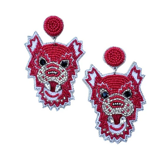 Red wolf earrings