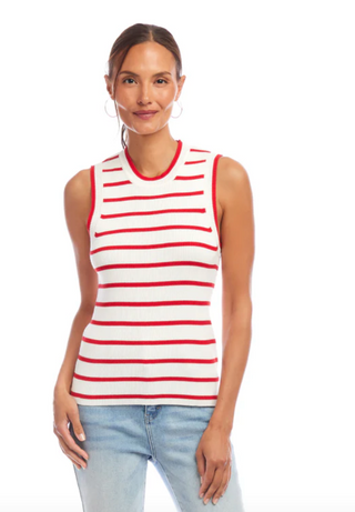 Red Ribbed Tank