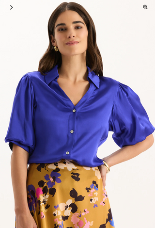 Tara Charmeuse Blouse Regal Blue