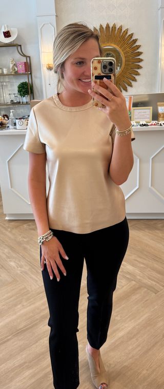 Pale Gold vegan leather tee