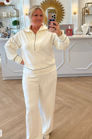 Half Zip Cream Pullover