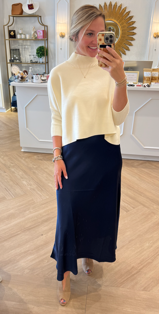 Edie Charmeuse Skirt Midnight navy
