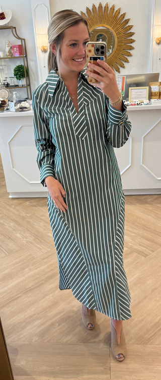 Drew Midi Hunter Poplin Stripe