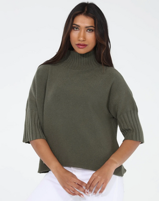 Olive maple turtleneck sweater