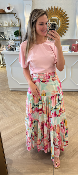 TEIGAN SKIRT Mint/Multi Overlay Tropical