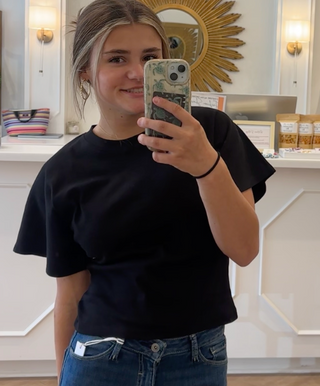 Black Slub cotton angel crew neck