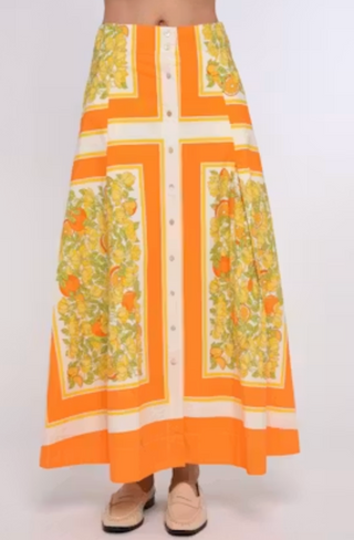 Berri Midi Skirt Orange Blossom Print
