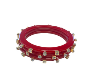 M - Red White City Girl Jewel Bangles