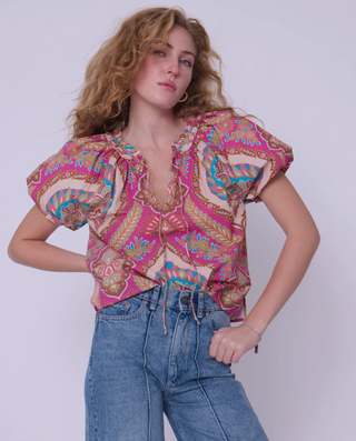 Libby Top  Jupiter Print Pink