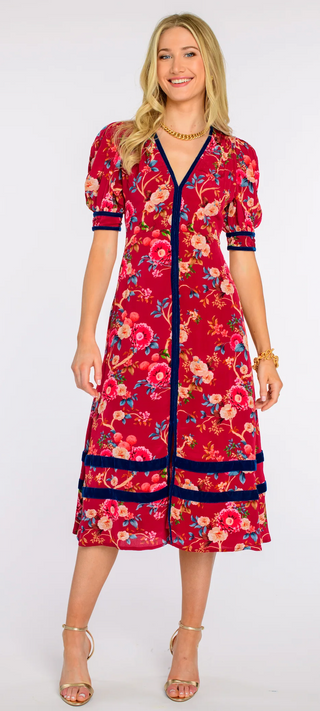 Reese Dress in Chinoiserie Scarlett