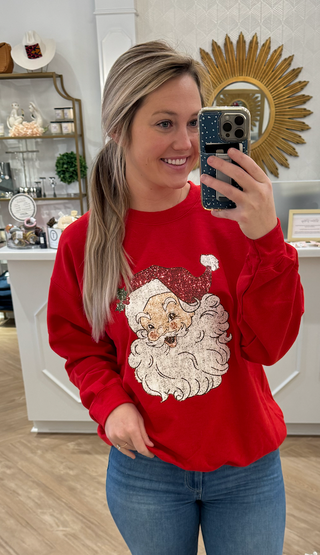 Red Sequin Santa Christmas Crewneck
