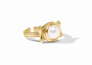 Bamboo Stone Ring- Gold- Pearl- OS