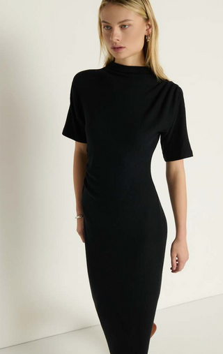 Rebecca Mock Neck Dress Jet Black