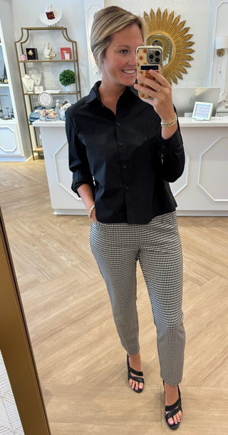 R11039 knit black combo pant