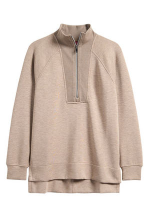 Birch heather BRUSHED HALF ZIP TUNIC