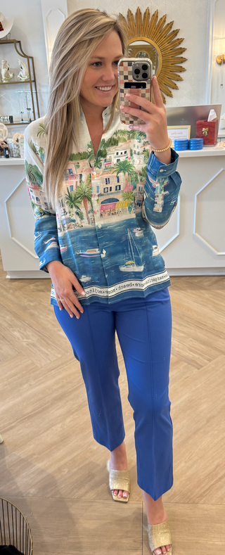 33333 BLUE STRAIGHT-LEG TROUSERS