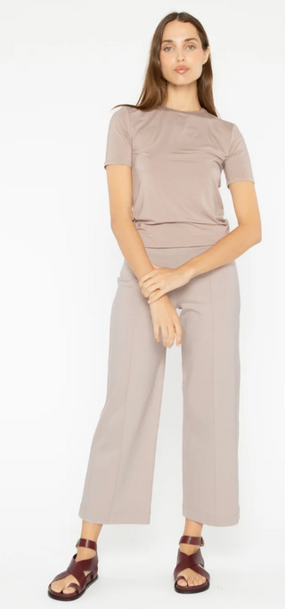 Clay Ponte Knit Straight Leg Cropped