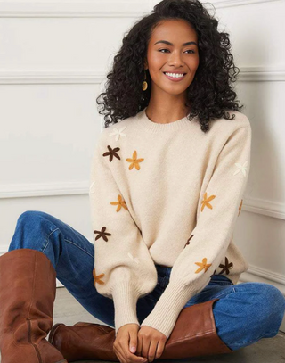 Ecru flower sweater