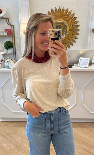 Loren Peasant Tee Heather Oatmeal