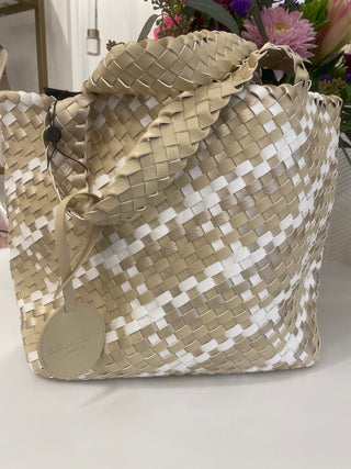 Ivory w/White tote bag