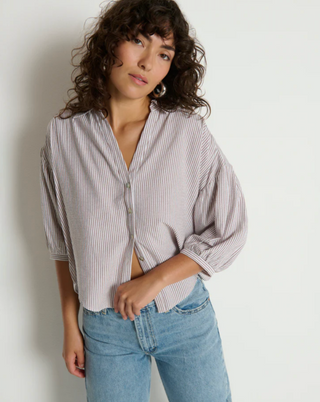 Jaynee Blouson Shirt Praline Stripe