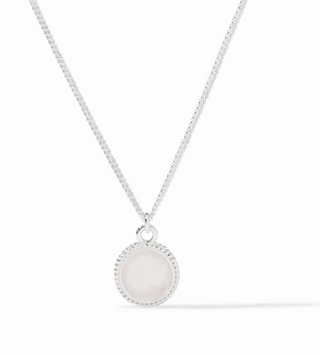 Fleur- de- Lis Solitaire Necklace - Silver- Iridescent