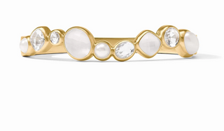 Kaleidoscope Hinge Bangle Gold Iridescent Clear Crystal