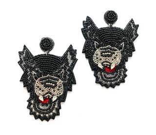 Beaded Wolf Earrings
