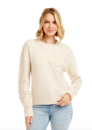 Hand Embroidered Flower Detail Sweater