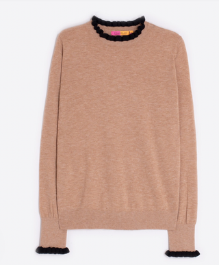 KNITWEAR JERSEY VOLANTES BEIGE BLACK