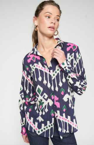 NAVY IKAT PRINT SHIRT
