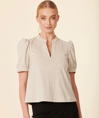 Putty Faux Suede Short Sleeve