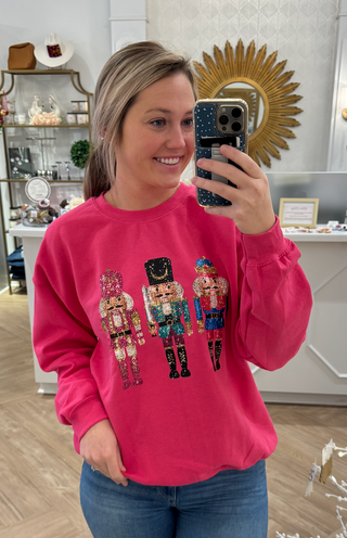 Hot Pink Nut cracker crewneck
