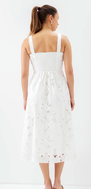 White Embroidered Cut-Out Sundress