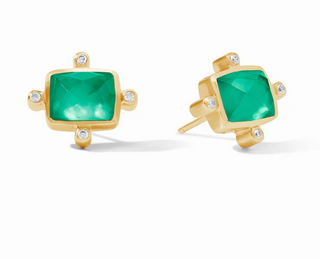 Clara Stud Gold Emerald Green
