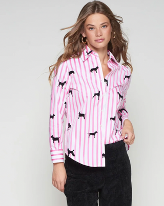 SHIRT MAFALDA FLOCADO ROSA RAYAS