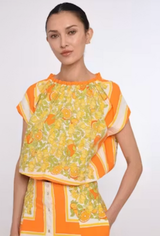 Cammie Top  Orange Blossom Print