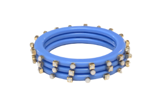 M - Light Blue White City Girl Jewel Bangles