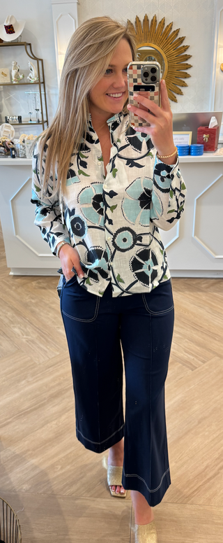 33275 WIDE-LEG NAVY TROUSERS