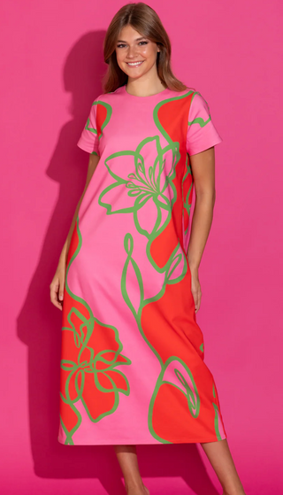 Elliot Dress Fuschia outline