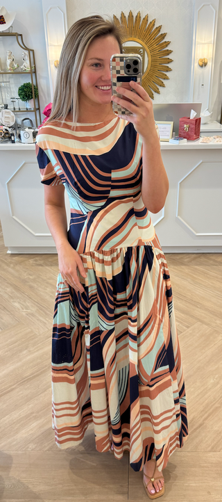 ATLEY DRESS Multi Organic Wavy Geo