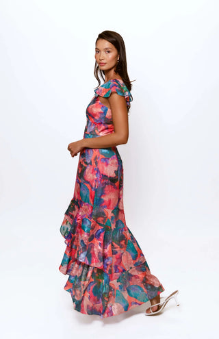 Narah Flutter Sleeve  Asymmetrical Maxi
