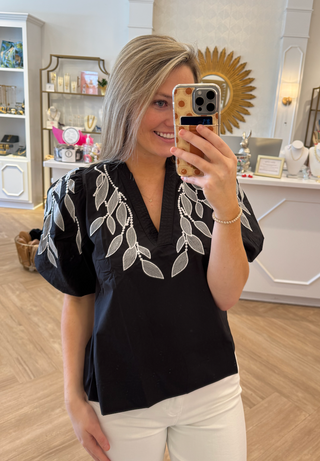 Black and White leaf Top