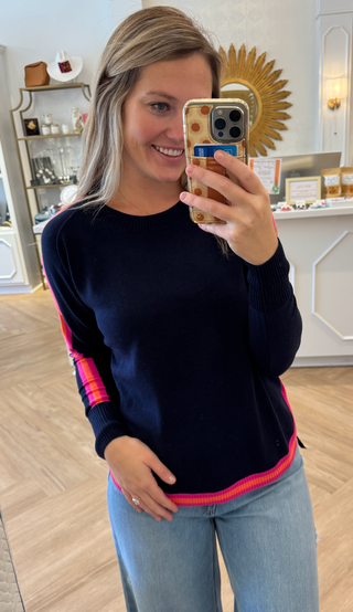 KNITWEAR JERSEY BASE U NAVY ORANGE PINK